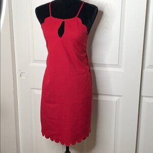 Shein Scalloped Edge Red Party Dress XS